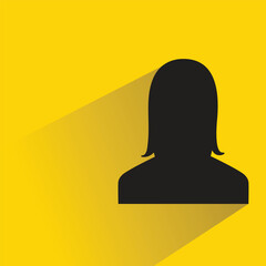 silhouette woman with shadow on yellow background