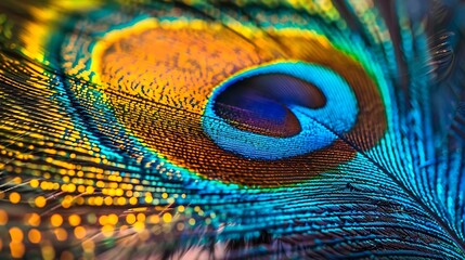 Obraz premium peacock feather close up