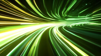 Mesmerizing Green and Yellow Swirling Light Trails