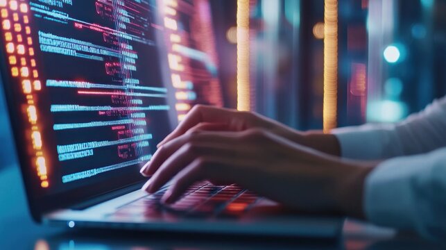 Programmer Typing Code on a Laptop