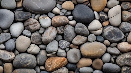 Assorted Smooth Stones Texture. Natural Pebbles Background in Earth Hues