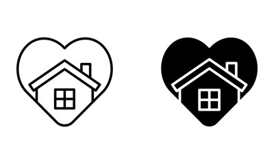 heart shape with house icon vector