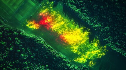 Obraz premium Cricket pitch transforms into run probability heat map illustration