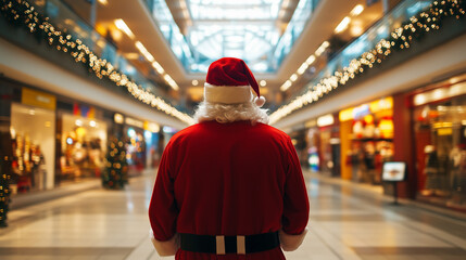 Rear view on a Santa Claus in mall