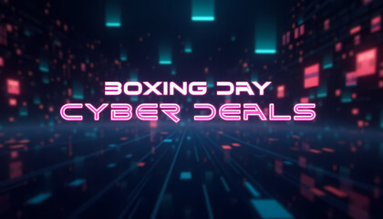 Obraz premium Boxing Day Cyber Deals neon futuristic digital design