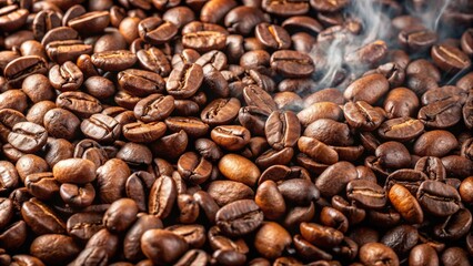 Fototapeta premium A close-up view of aromatic coffee beans freshly roasted and ready.