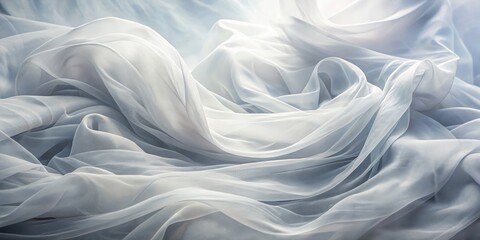 Obraz premium Abstract Texture of Flowing White Sheer Fabric, texture, background