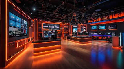 TV cable news network live studio set