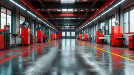 New Car Repair Center Interior: Empty Dealership