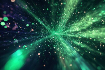 Naklejka premium Dark jade mark at the center: a unique blend of vibrant energy and distorted void featuring grainy texture - a rugged, abstract backdrop of glimmering light