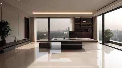 Fototapeta premium Modern Minimalist Home Office Design