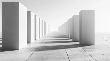 Obraz premium Minimalist Harmony, a series of identical blocks arranged in a sleek formation, showcasing simplicity and elegance in design.
