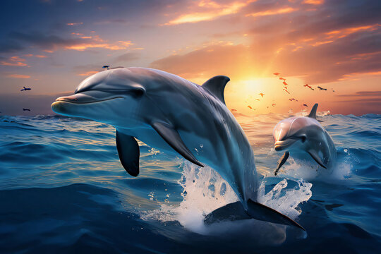 Niedliche Delphine im Ozean Nahaufnahme