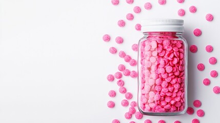 Pink wax granules in a jar