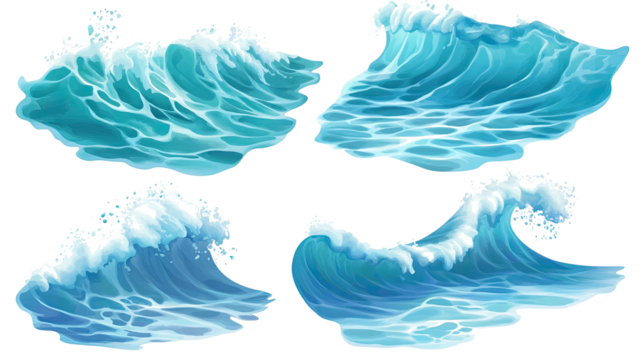 Collection of Digital Sea Water Surfaces Showcasing Ocean Waves Generative AI