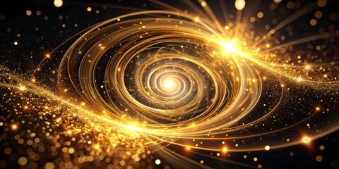 Golden Spiral with Sparkles and Bokeh, abstract , background