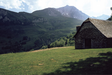 Mountain landscape along the road to Aubisque pass, France