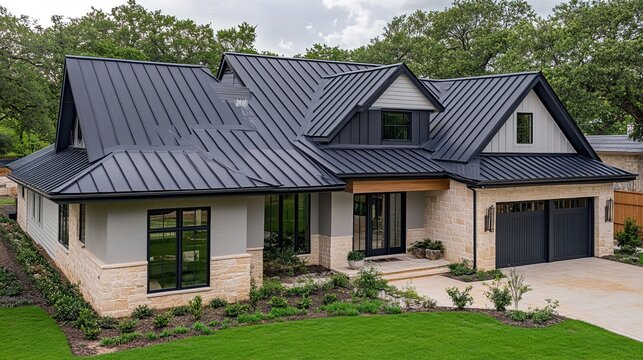 corrugated metal roof installed in a modern house