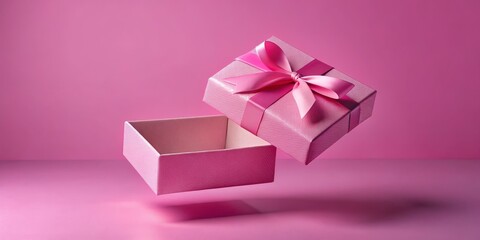 Pink Gift Box with Bow Floating, gift box, pink gift box