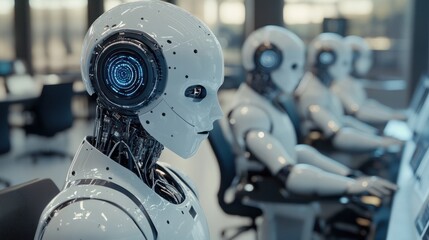 Fototapeta premium AI and automation systems enhancing decision-making with real-time data and predictive analysis