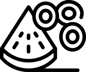 Line icon concept of watermelon slices generating money profit, perfect for your design needs