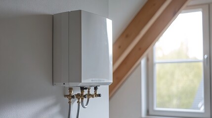 A wall in the bathroom with a gas water heater. Gas boiler 