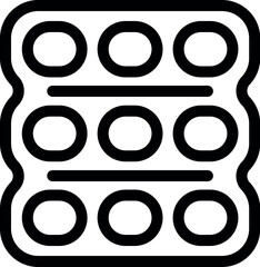 Egg carton box showing nine eggs from above, line art vector icon for apps and websites