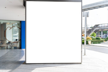 Mockup Blank billboard on the Wall near shop in Shopping mall