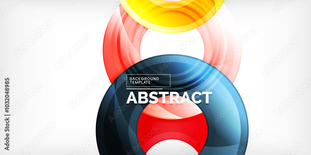 Poster bright colorful circles with light effects. abstract background
