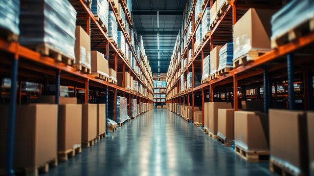 Empty warehouse shelves after a major shipment, depicting supply chain impact