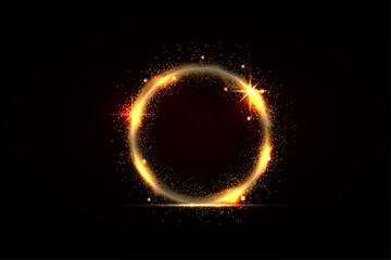 Gold Circle Glitter Luxury Background.