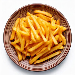 Homemade French Fries with Ketchup on a Plate, top view. Close-up.
