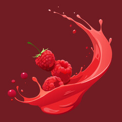 Raspberry juice burst with berries