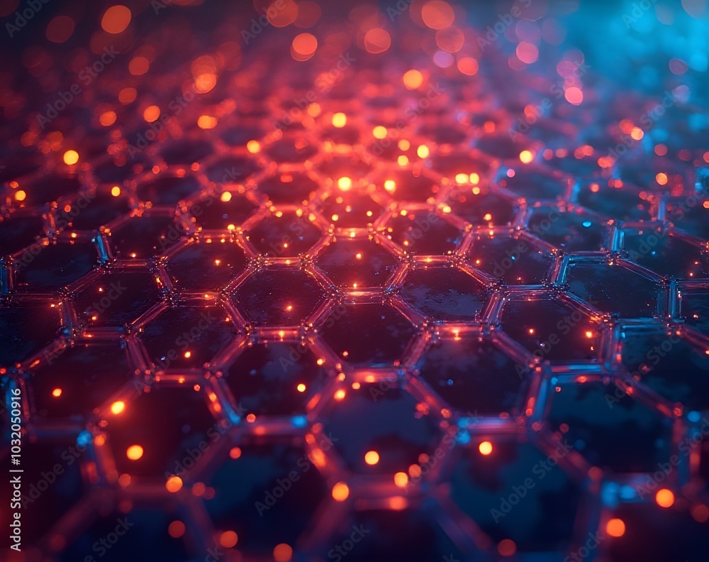 Aufkleber Vibrant hexagons fill abstract backgrounds with technology patterns and colors for banners and design elements.
