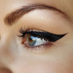 Fototapeta premium Specialized eyeliner and mascara application for dramatic eye looks