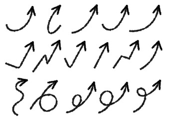 右肩上がりクレヨン風手描きの水彩矢印イラスト１の5
