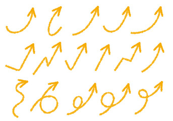 右肩上がりクレヨン風手描きの水彩矢印イラスト１の4