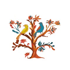 Obraz premium Tree of life, drawing, decor, design, birds folklore, Ukrainian folklore, wood, deco, pattern