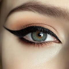 Fototapeta premium Specialized eyeliner and mascara application for dramatic eye looks
