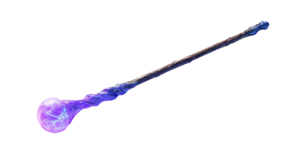 purple glowing magic wizard wand isolated on white background