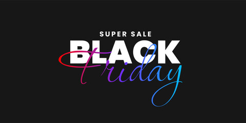 Black friday banner. Minimal typography design. Template for black friday sale. Vector illustration