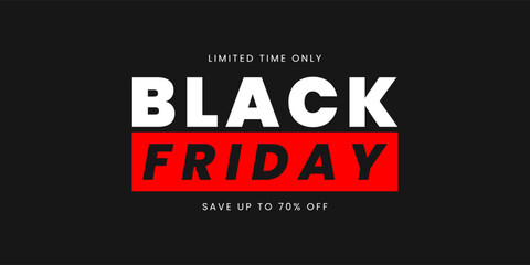 Black friday banner. Minimal typography design. Template for black friday sale. Vector illustration