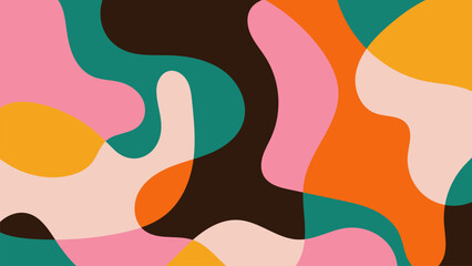 Fun colorful abstract background in doodle style. Simple playful design with hand drawn overlay shapes