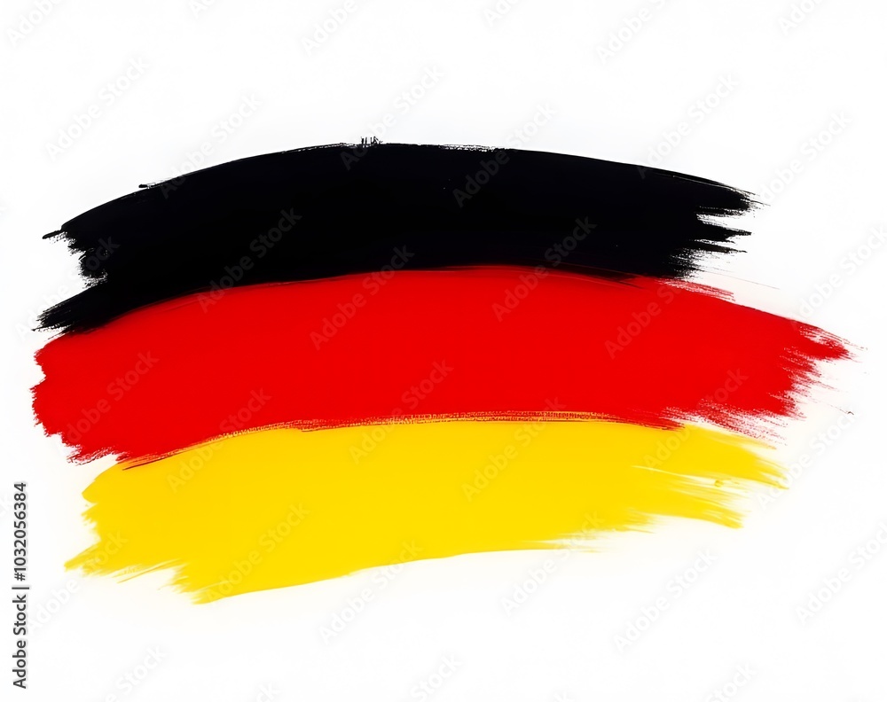 Poster abstract german flag made with a paint brush stroke on an isolated white background png image.