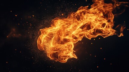 Dynamic flames forming symbolic shape, conveying energy and passion for excitement themes.