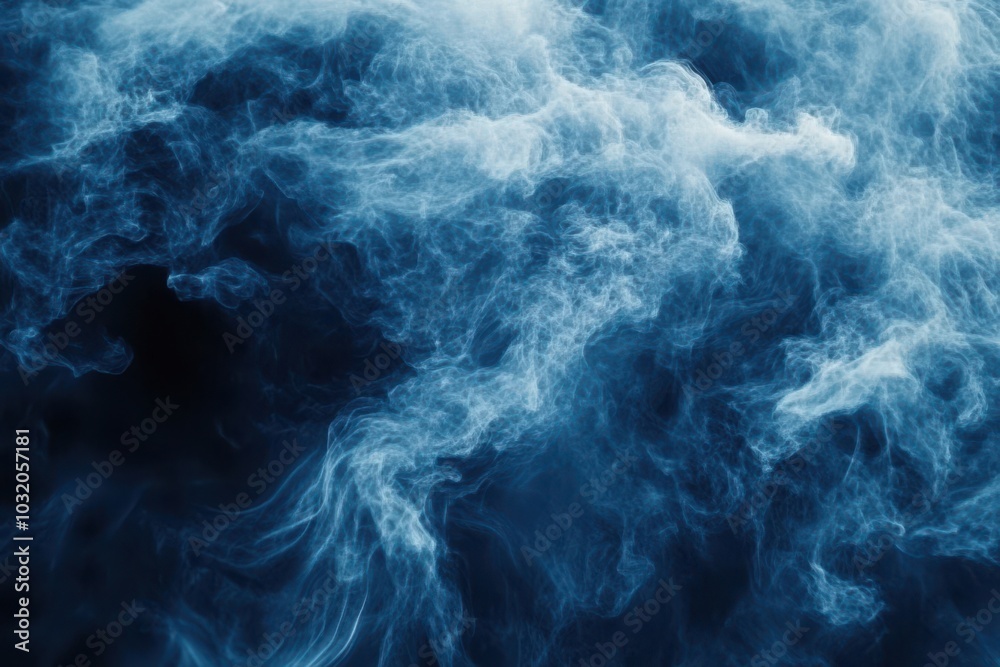 Poster Mysterious mist floating across the sky on luminous surface, dynamic vibrant background wave animation in endless flow for displays or monitors