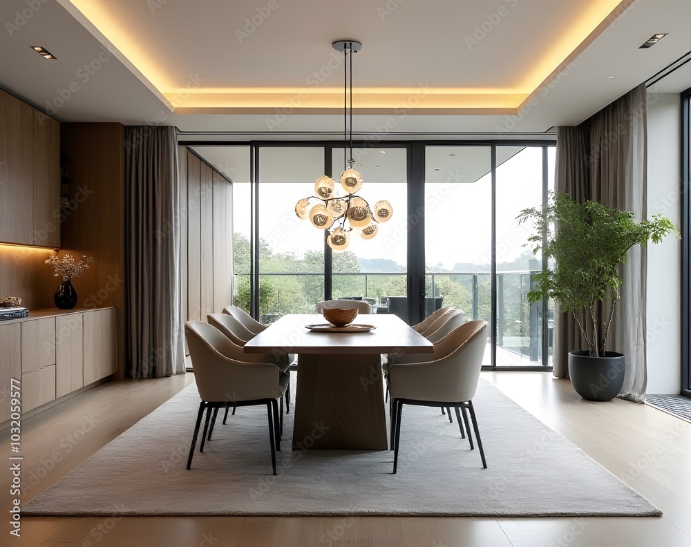 Aufkleber dining room features modern design elements with clean lines and minimal ornamentation.