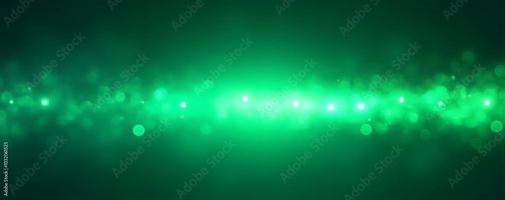 Poster Green light speed visual effect isolated on a transparent PNG background with blue surrounding elements.