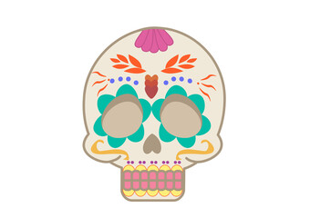 Vector illustration for day of the dead colored skull