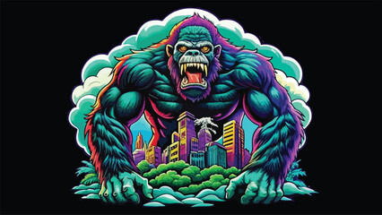 Gorilla illustration with pop colors